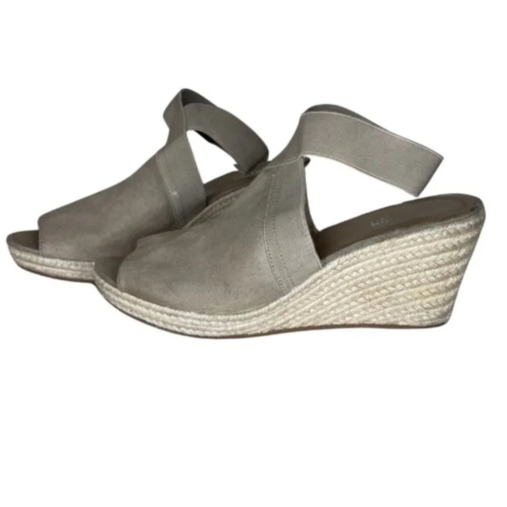 Kenneth Cole Reaction Clo Taupe Elastic Espadrille Wedge Sandal Coastal Prep 11
